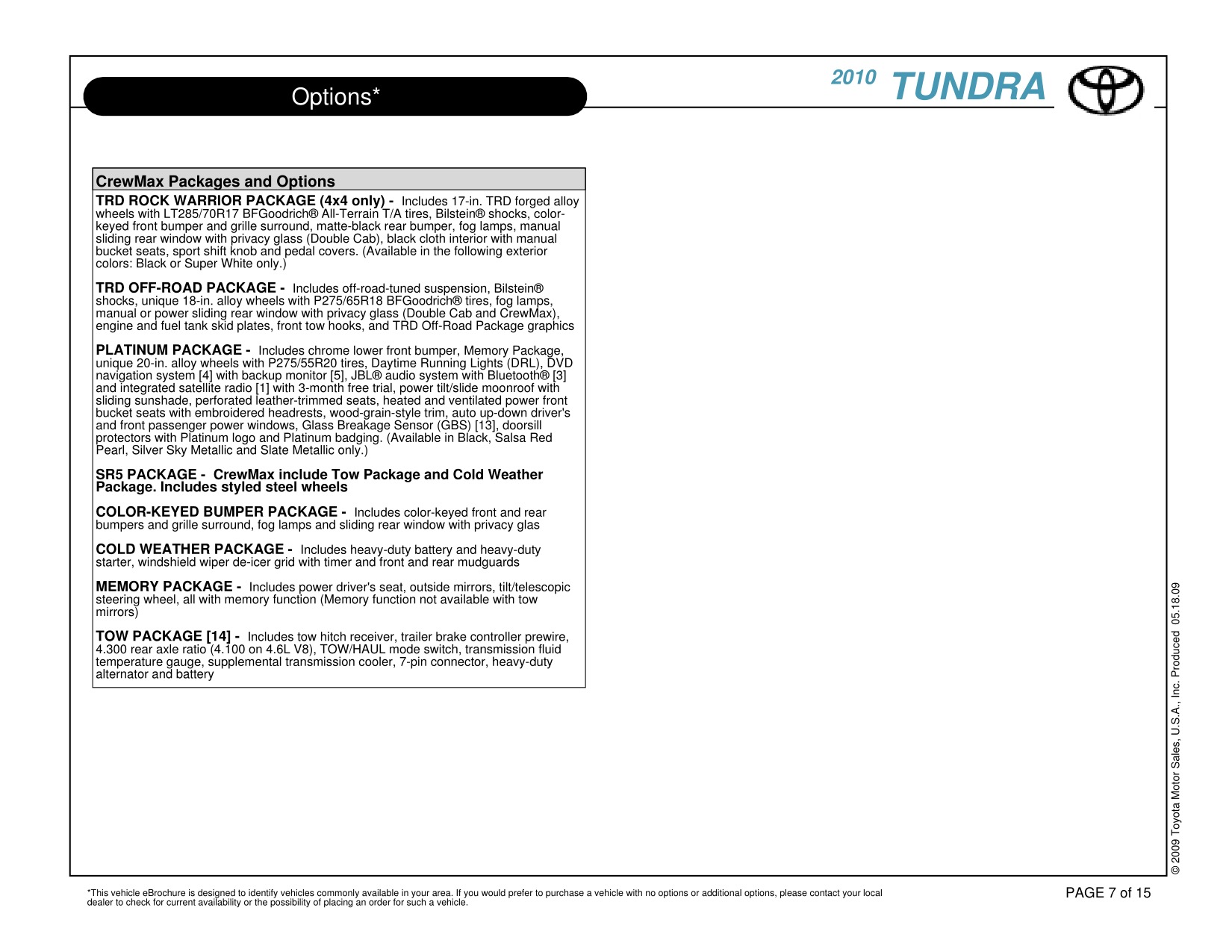 2010 Toyota Tundra CM 4x4 Brochure Page 7